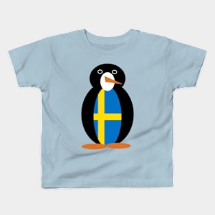 Swedish Flag Penguin Kids T-Shirt